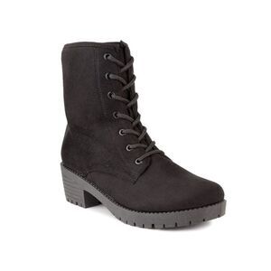 SUGAR Womens Black Round Toe Block Heel Lace-Up Combat Boots 6